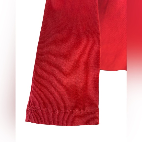 Free People womens Red/Orange crochet Embroidered Yoke Stretch Cotton tee top - Picture 6 of 9